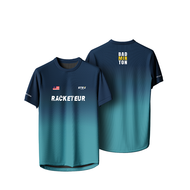 Design jersey badminton custom STRX04 biru turquoise