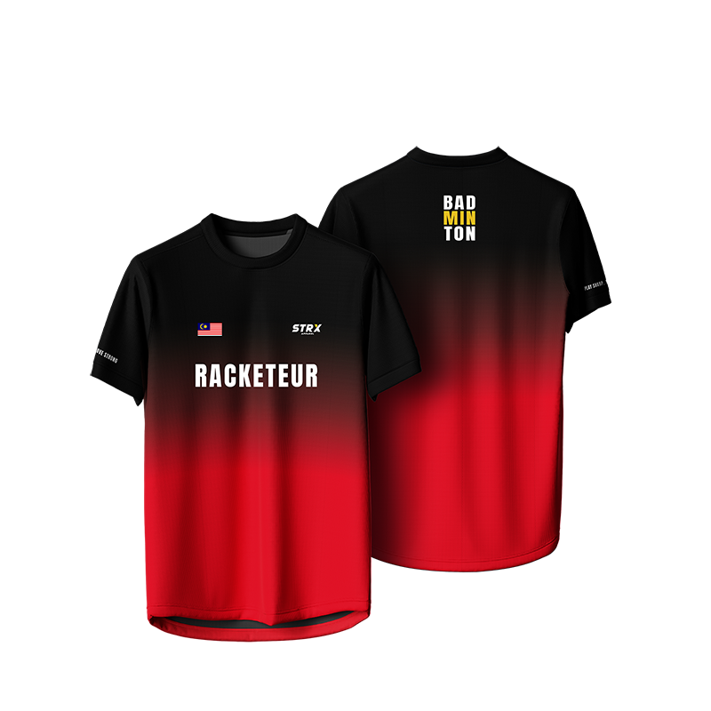 Design jersey badminton custom STRX05 hitam merah