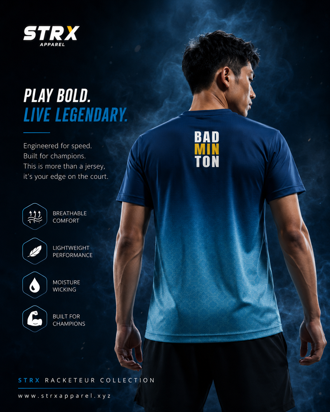 Poster jersey badminton pandangan belakang