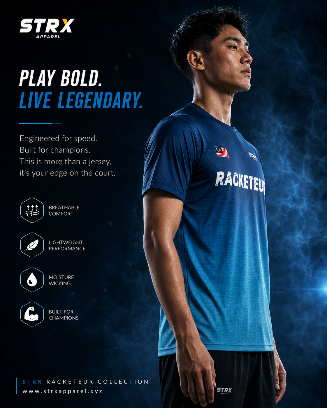 Poster jersey badminton pandangan kiri