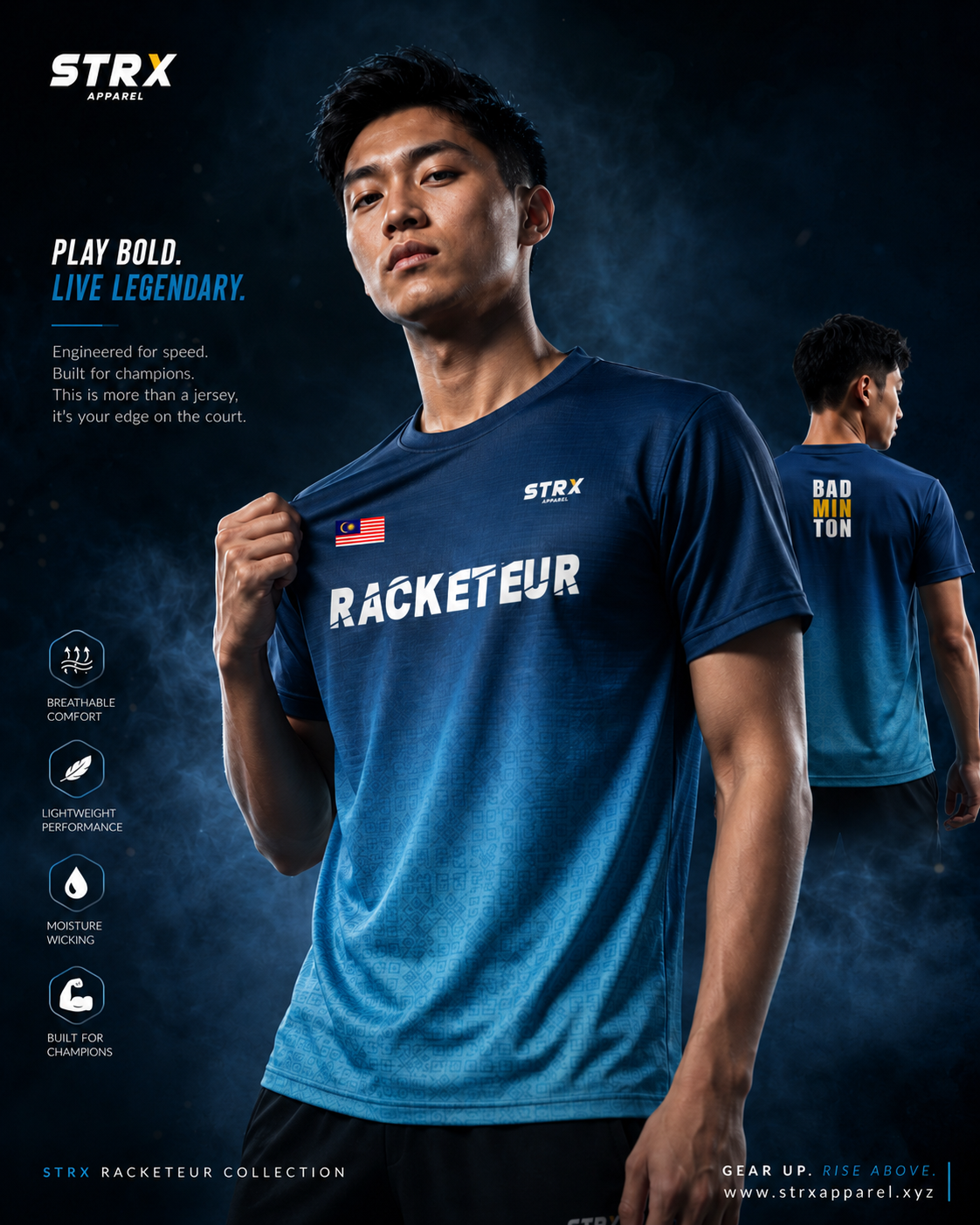 Poster utama STRX Racketeur jersey badminton