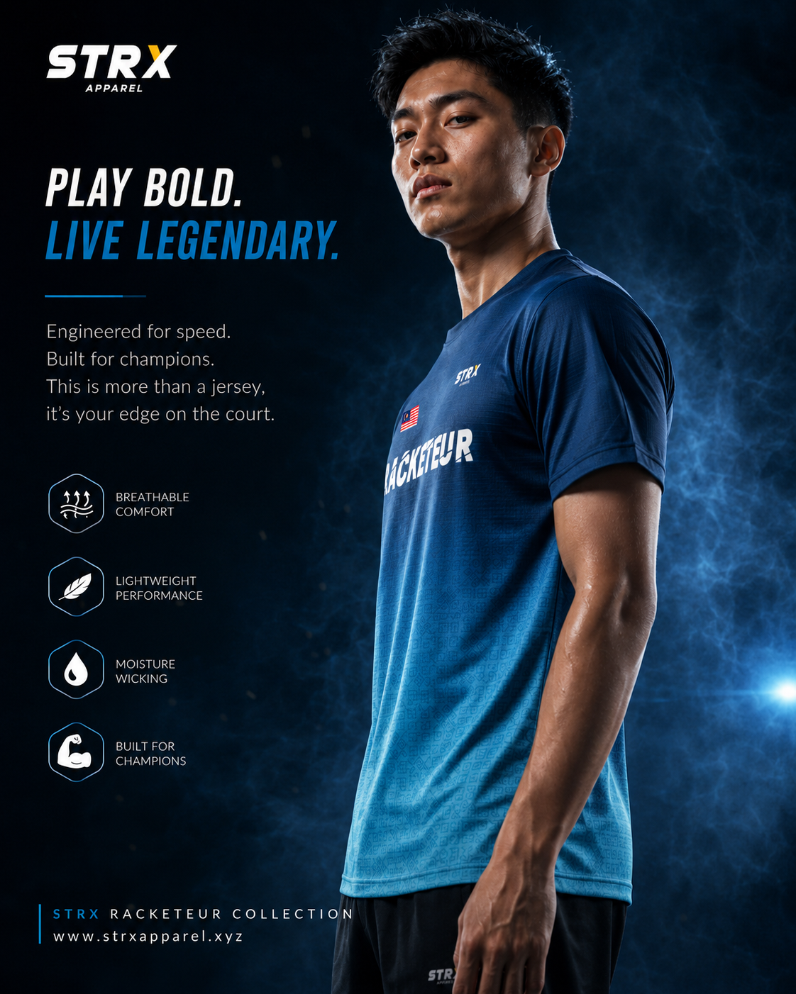 Poster jersey badminton pandangan kanan